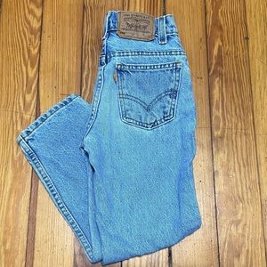 Vintage Levi’s 550 Relaxed Fit Denim Blue Jeans Sz 7 Kids -Distressed ❤️🔥